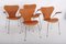 Modell 3207 Lederstühle von Arne Jacobsen für Fritz Hansen, 4er Set 3
