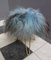 Blue Goat Hair Fluffy Stool on Brass Hairpin Legs, 1960s 2
