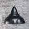 Vintage Industrial French Black Enamel Pendant Lights, Image 5