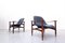 Brasilian Blue Wood and Fabric Armchairs by Jorge Zalszupin, 1960s, Set of 2 2