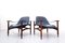 Brasilian Blue Wood and Fabric Armchairs by Jorge Zalszupin, 1960s, Set of 2, Image 4