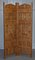 Hand Carved Solid Teak Folding Screen with Brass Inlaid Detail 10