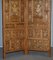 Hand Carved Solid Teak Folding Screen with Brass Inlaid Detail 9