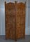 Hand Carved Solid Teak Folding Screen with Brass Inlaid Detail 13
