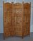 Hand Carved Solid Teak Folding Screen with Brass Inlaid Detail 12