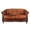 20th Century Dutch Two Seater Tan Sheepskin Leather Sofa 1