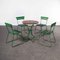 French Green Garden Set with Table and 4 Chairs, 1940s, Set of 5 1