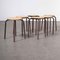 French Stacking School Stools in Brown, 1960s, Set of 6 4