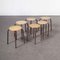 French Stacking School Stools in Brown, 1960s, Set of 6 8