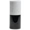 Zylindrische Vase aus weißem Carrara Marmor mit schwarzem Band, Italien 1