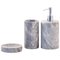 Set da bagno rotondo in marmo grigio Bardiglio, set di 3, Immagine 1