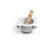 White Marble Mortar with Pestle in Wood 2