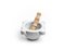 White Marble Mortar with Pestle in Wood, Image 2