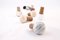 White Carrara Marble & Cork Wine & Olive Oil Bottle Stoppers, Set of 6 5