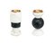 Kurzer runder zweifarbiger Kerzenhalter aus weißem Carrara und schwarzem Marmor 3