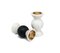 Short Round Two-Tone Candleholder in White Carrara and Black Marble 4