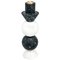 High Round Two-Tone Candleholder in White Carrara and Black Marble 1