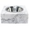 Cuenco cuadrado para perros o gatos de mármol de Carrara blanco, Imagen 1