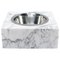 Squared White Carrara Marble Cat or Dog Bowl 1