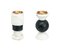 Short Straight Two-Tone Candleholder in White Carrara and Black Marble 3