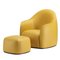 Poltrona e pouf senape di Elisa Giovannoni, set di 2, Immagine 1