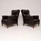 Antique Swedish Leather Armchairs, 1890s, Set of 2 3