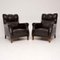Antique Swedish Leather Armchairs, 1890s, Set of 2 1