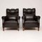Antique Swedish Leather Armchairs, 1890s, Set of 2 2