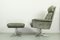 Sedia girevole in pelle grigia con poggiapiedi coordinato di Horst Brüning per Cor, anni '60, Immagine 2