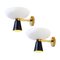 Black and White Brass Diabolo Wall Sconces from Stilnovo, 1950s, Set of 2 1