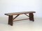 Antique French Oak Rustic Bench, Image 1