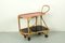 Bamboo Bar Cart Tea Trolley with Black and Red Shelf, 1940s 1