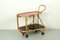 Bamboo Bar Cart Tea Trolley with Black and Red Shelf, 1940s, Image 1