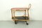 Bamboo Bar Cart Tea Trolley with Black and Red Shelf, 1940s 6