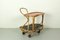 Bamboo Bar Cart Tea Trolley with Black and Red Shelf, 1940s 3