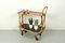 Bamboo Bar Cart Tea Trolley with Black and Red Shelf, 1940s 2