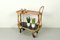 Bamboo Bar Cart Tea Trolley with Black and Red Shelf, 1940s, Image 2