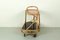 Bamboo Bar Cart Tea Trolley with Black and Red Shelf, 1940s 5