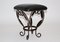 Vintage French Iron Leaves Stool with Black Leather Seat, 1970s 6