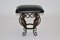 Vintage French Iron Leaves Stool with Black Leather Seat, 1970s, Image 2