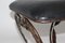 Vintage French Iron Leaves Stool with Black Leather Seat, 1970s 9