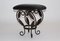 Vintage French Iron Leaves Stool with Black Leather Seat, 1970s 5