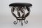 Vintage French Iron Leaves Stool with Black Leather Seat, 1970s, Image 5