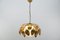 Gilded Florentine Ceiling Lamp with Opaline Glass Globe Shade, 1960s 2