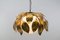 Gilded Florentine Ceiling Lamp with Opaline Glass Globe Shade, 1960s 3