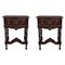 20th Century Solid Carved French Nightstands with Turned Columns, Set of 2 1