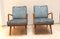 Armchairs in Cherrywood & Blue or Silver Fabric from Knoll, Germany, 1950s, Set of 2 4