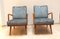 Armchairs in Cherrywood & Blue or Silver Fabric from Knoll, Germany, 1950s, Set of 2, Image 4