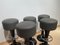 Five Barstools, Black Lacqueered Metal, Chromed, Grey Leather, France, 1950s, Image 6