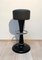 Five Barstools, Black Lacqueered Metal, Chromed, Grey Leather, France, 1950s 9